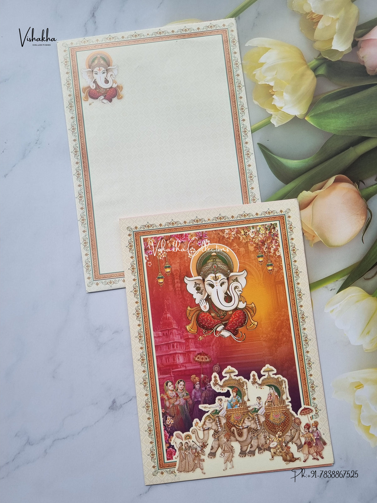 Direct Card Ganesh Ji Barat Hathi Hindu Jain invitation Cards SCH-9052 – image 1