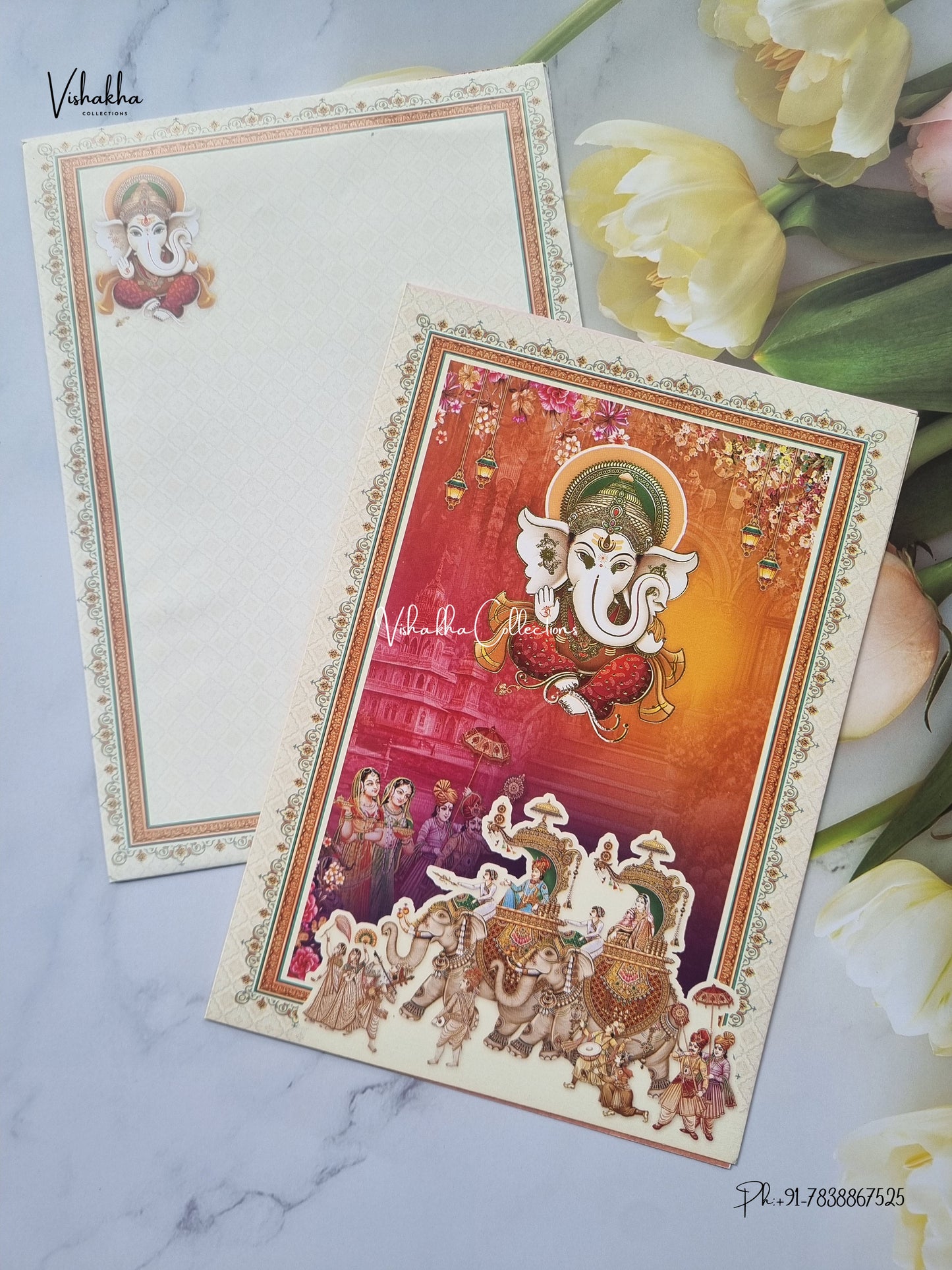 Direct Card Ganesh Ji Barat Hathi Hindu Jain invitation Cards SCH-9052 – image 2