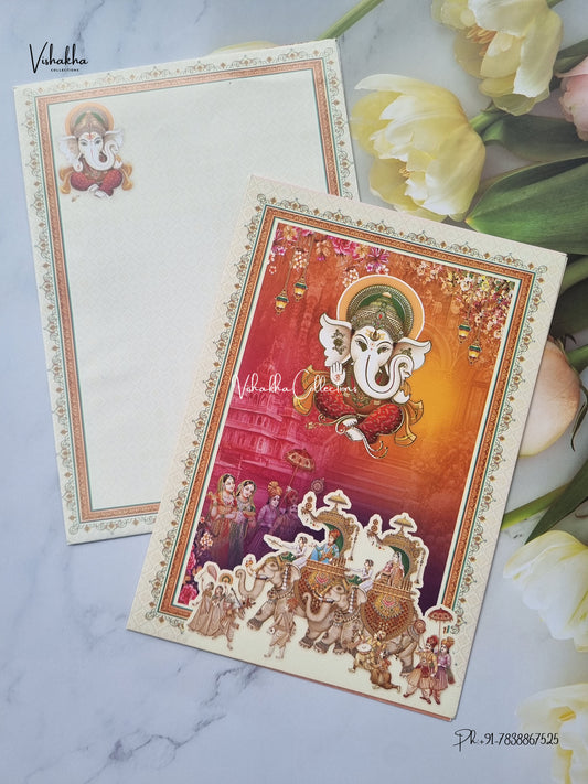 Direct Card Ganesh Ji Barat Hathi Hindu Jain invitation Cards SCH-9052 – image 2
