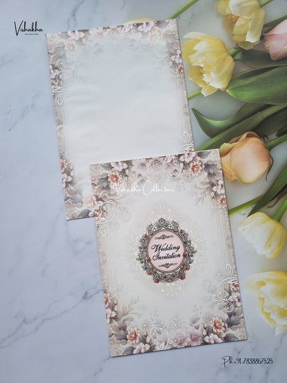Single Insert Flower Hindu Muslim Christian Sikh Jain invitation Cards SCH-9055 – image 1