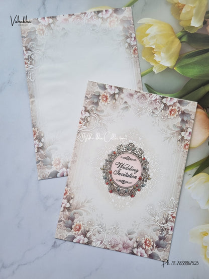 Single Insert Flower Hindu Muslim Christian Sikh Jain invitation Cards SCH-9055 – image 2