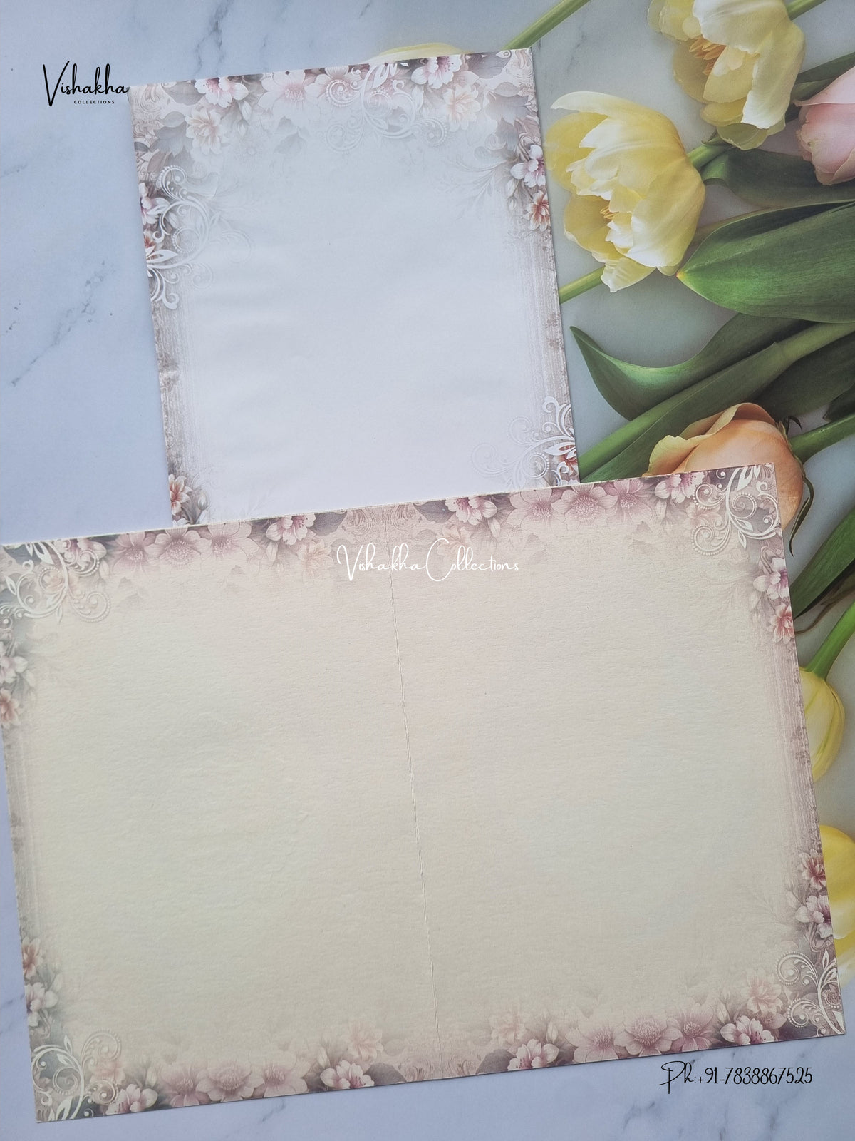Single Insert Flower Hindu Muslim Christian Sikh Jain invitation Cards SCH-9055 – image 3