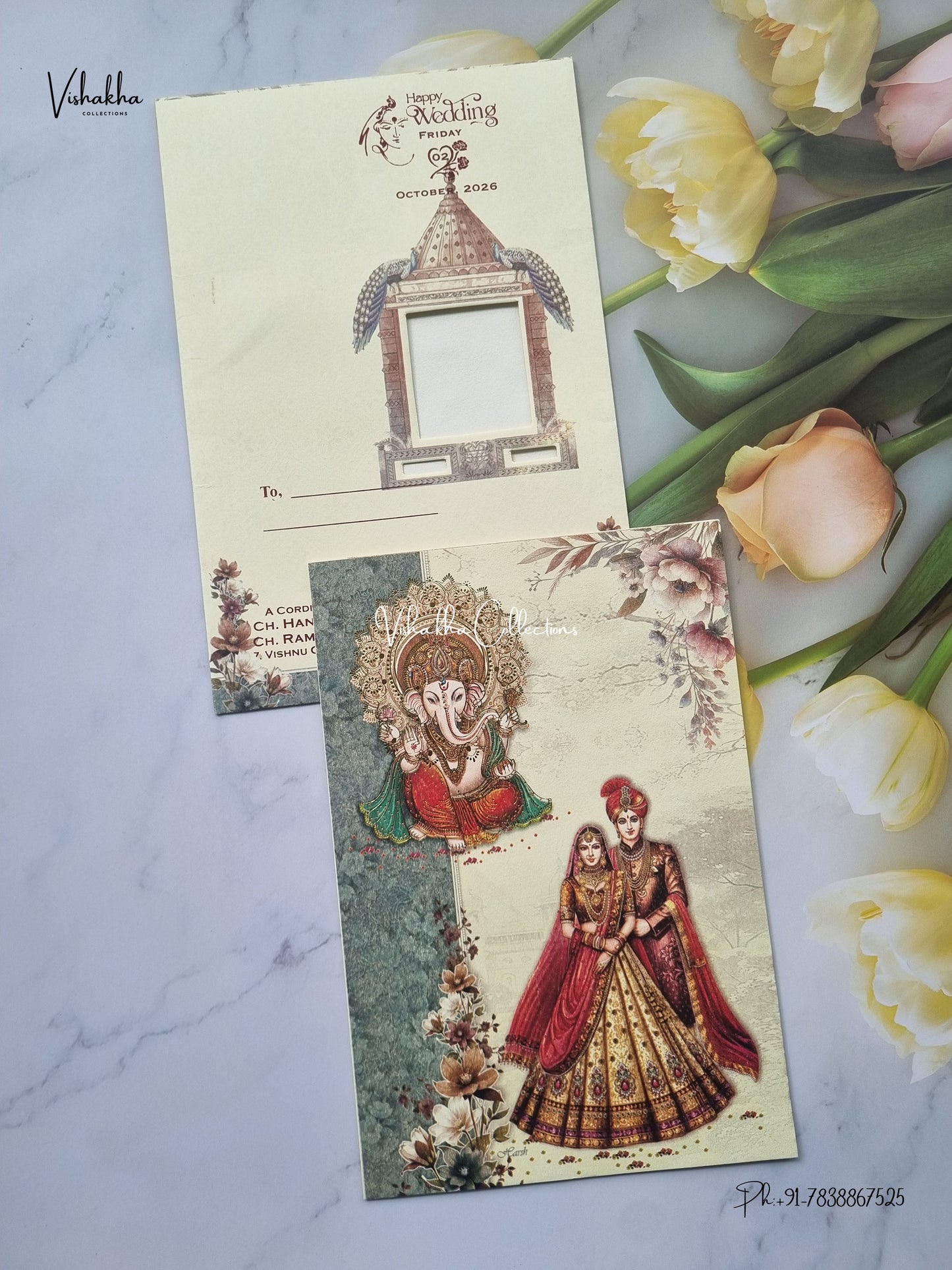Direct Card Ganesh Ji Dulah Dulhan Hindu Jain invitation Cards SCH-A-15 – image 1