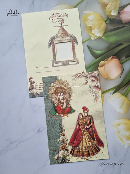 Direct Card Ganesh Ji Dulah Dulhan Hindu Jain invitation Cards SCH-A-15 – image 1