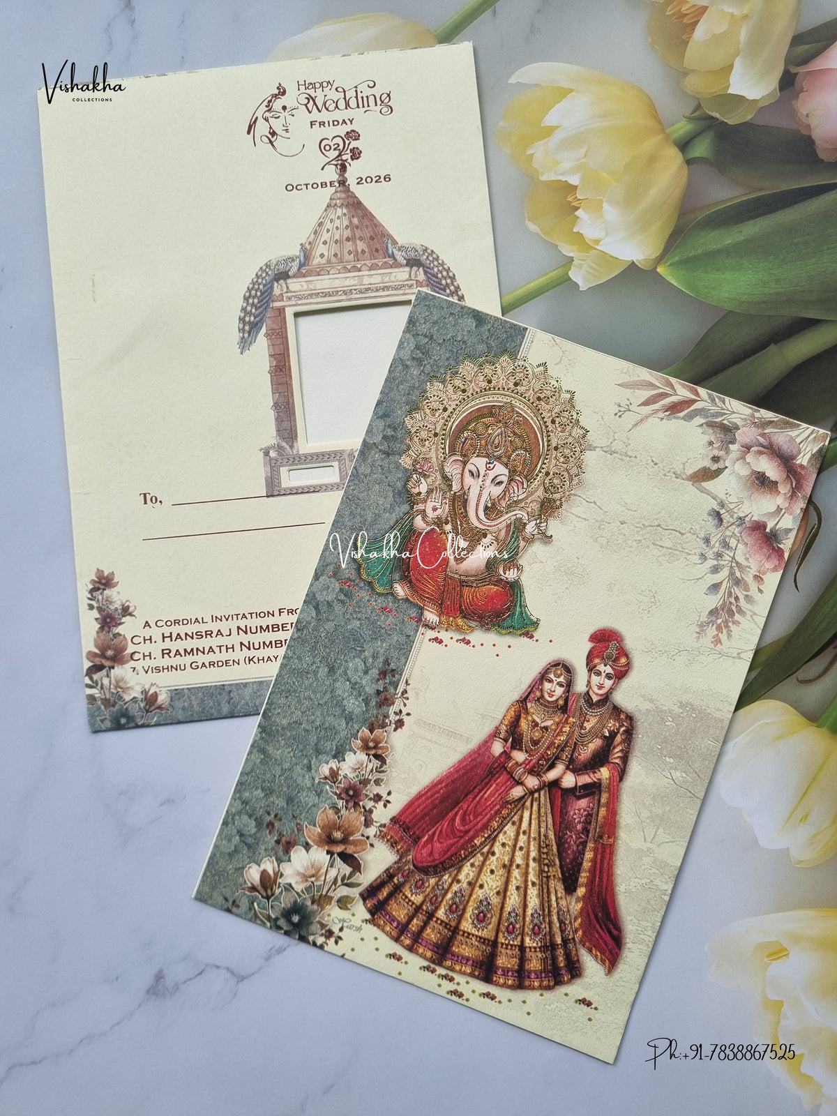 Direct Card Ganesh Ji Dulah Dulhan Hindu Jain invitation Cards SCH-A-15 – image 2