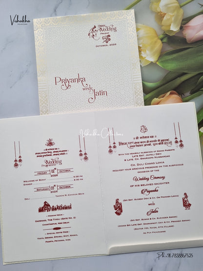 Single Insert Ganesh Ji Flower Hindu Jain invitation Cards SCH-B-102 – image 3