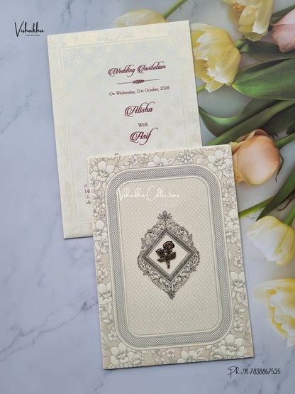 Single Insert Flower Muslim Hindu Christian Sikh Jain invitation Cards SCH-B-52 – image 1