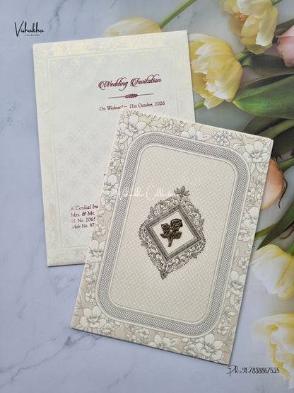 Single Insert Flower Muslim Hindu Christian Sikh Jain invitation Cards SCH-B-52 – image 2