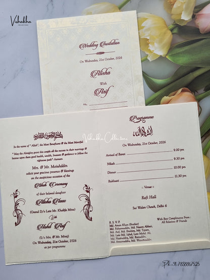 Single Insert Flower Muslim Hindu Christian Sikh Jain invitation Cards SCH-B-52 – image 3