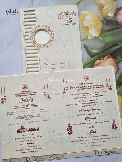 Single Insert Ganesh Ji Flower Hindu Jain invitation Cards SCH-C-53 – image 3