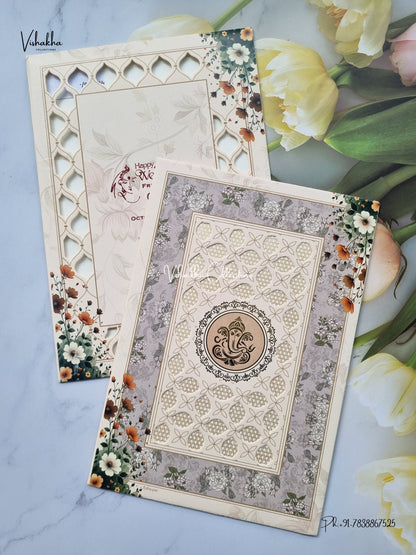 Laser Cut Ganesh Ji Flower Hindu Jain invitation Cards SCH-C-56 – image 2