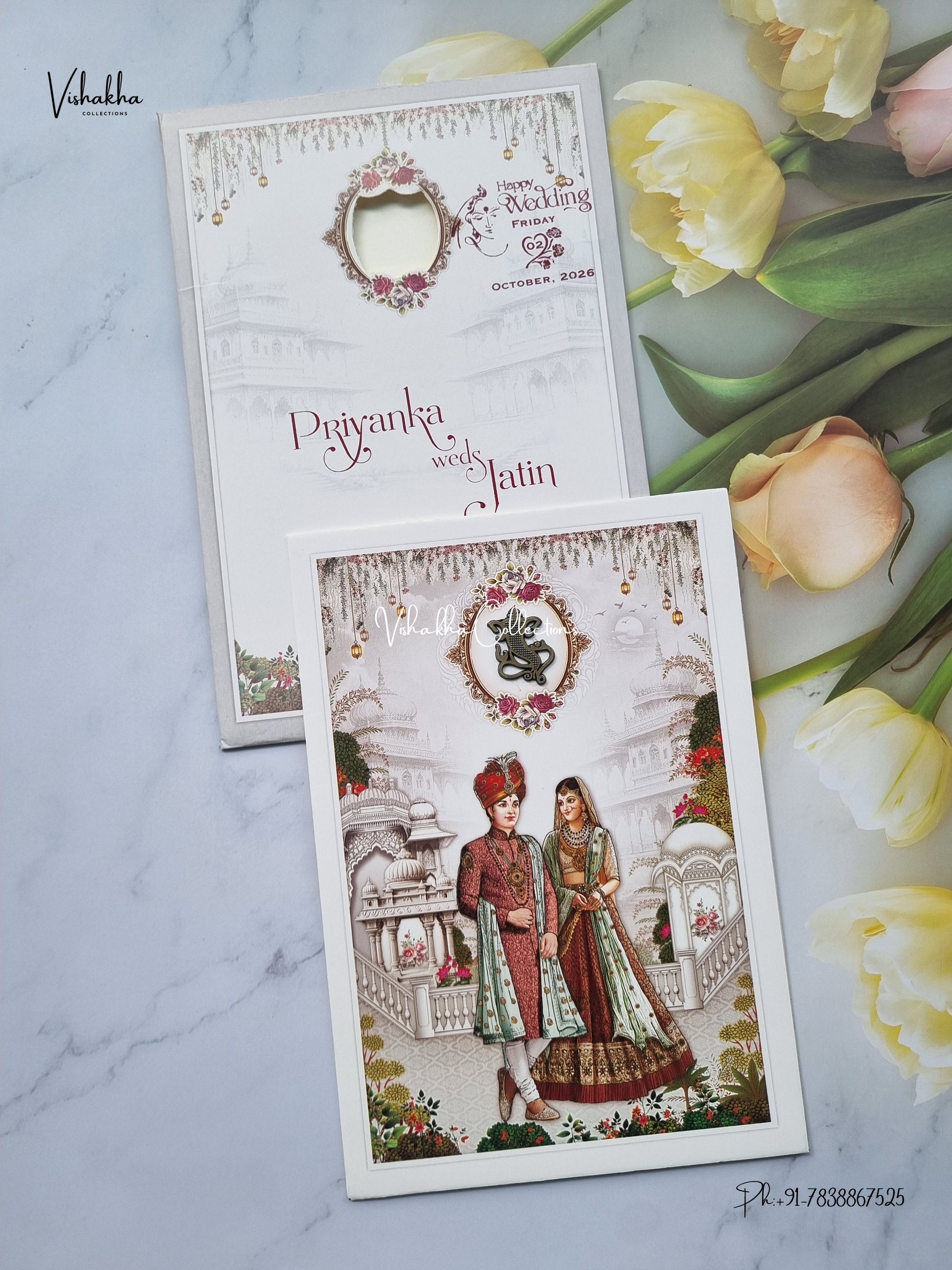 Single Insert Dulah Dulhan Ganesh Ji Hindu Jain invitation Cards SCH-C-64 – image 1