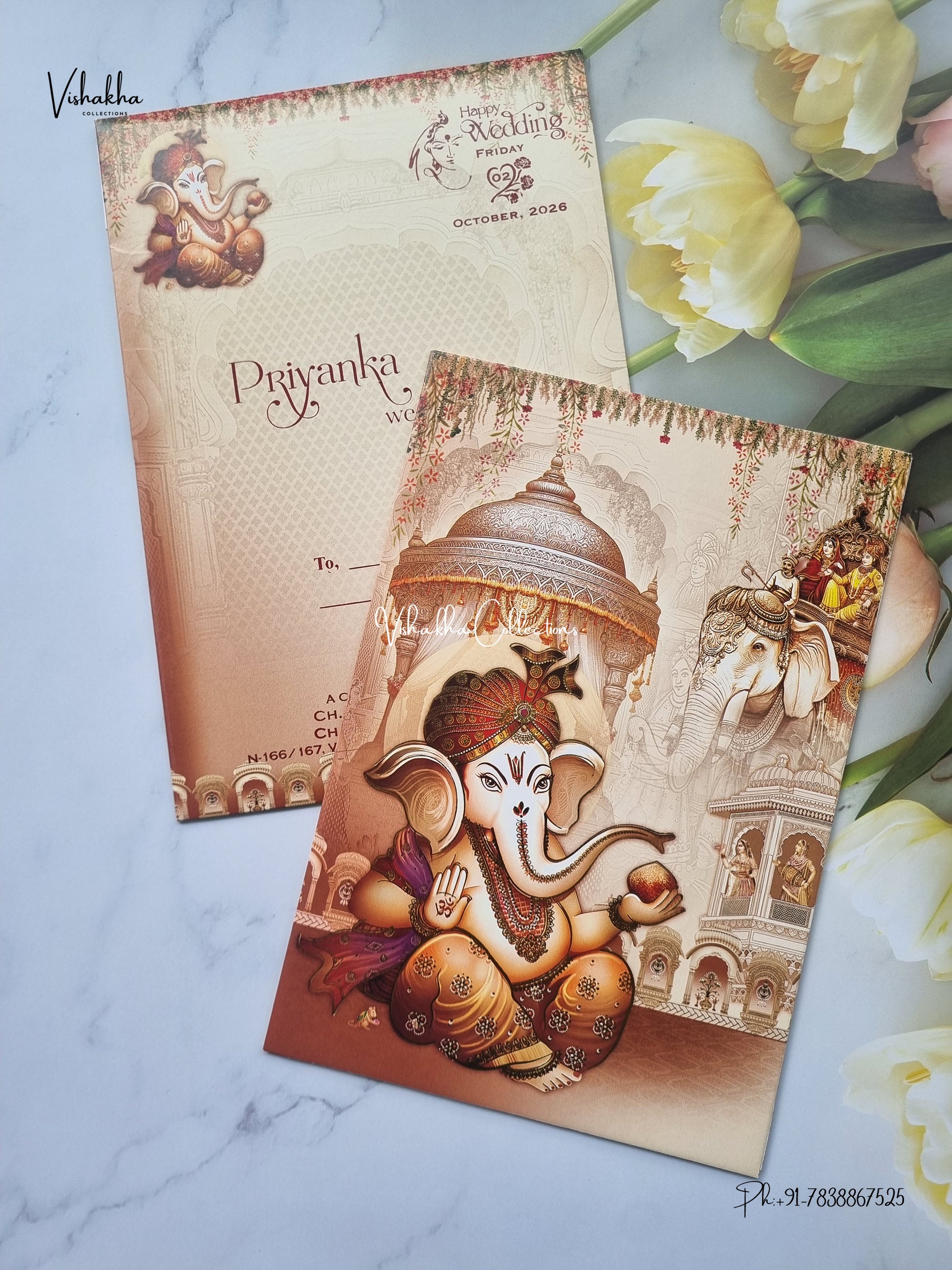 Direct Card Ganesh Ji Barat Hathi Hindu Jain invitation Cards SCH-C-66 – image 2