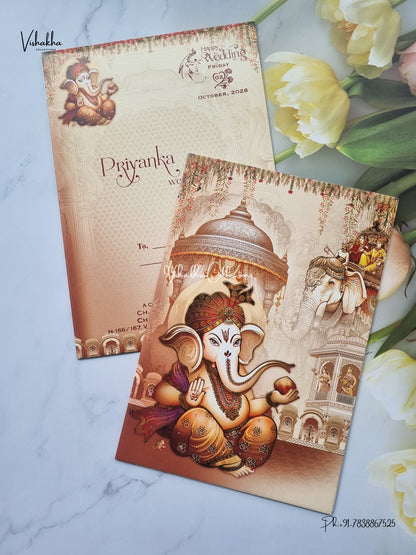 Direct Card Ganesh Ji Barat Hathi Hindu Jain invitation Cards SCH-C-66 – image 2