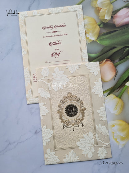 Padded Flower Muslim Hindu Christian Sikh Jain invitation Cards SCH-F-16 – image 1