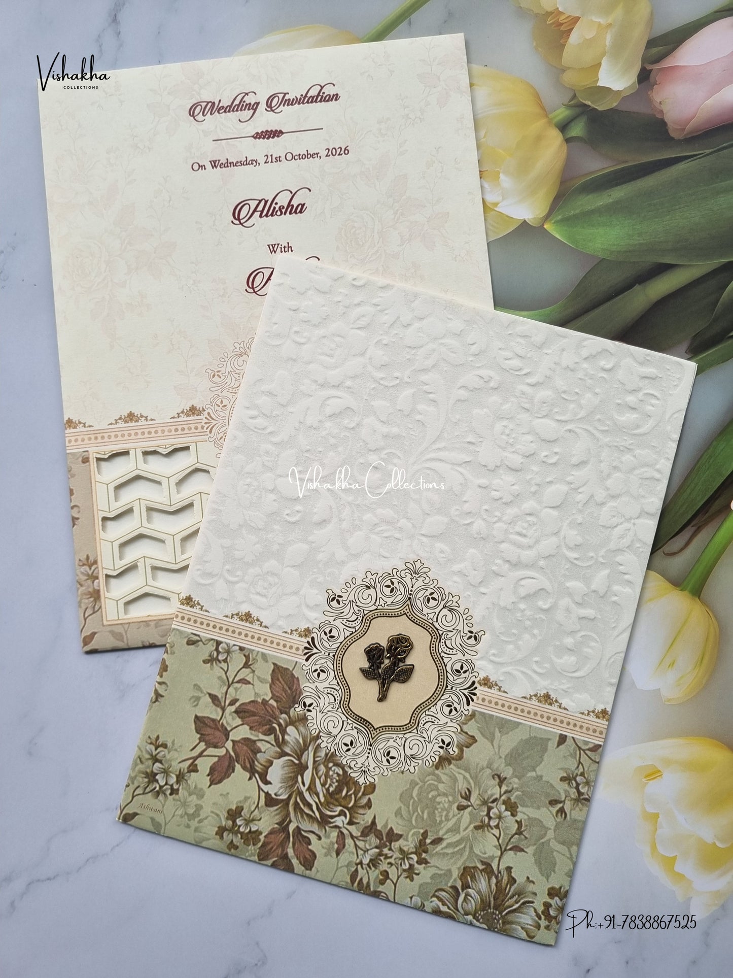 Laser Cut Flower Muslim Hindu Christian Sikh Jain invitation Cards SCH-F-42 – image 2