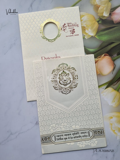 Single Insert Ganesh Ji Hindu Jain invitation Cards SCH-F-72 – image 1