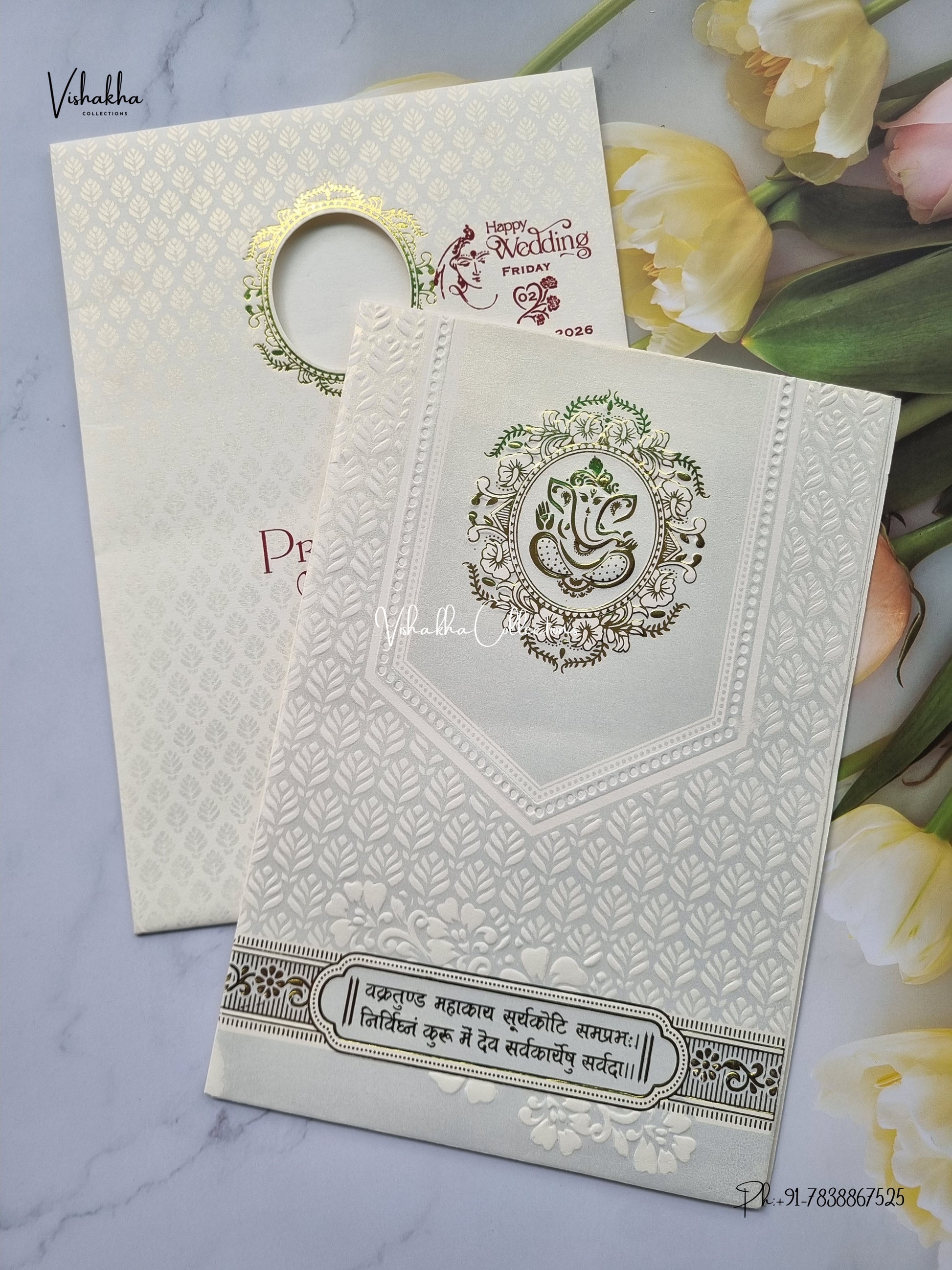 Single Insert Ganesh Ji Hindu Jain invitation Cards SCH-F-72 – image 2