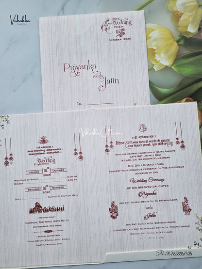 Laser Cut Ganesh Ji Flower Hindu Jain invitation Cards SCH-F21 – image 3