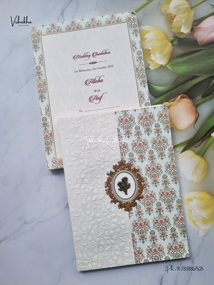 Padded Flower Muslim Hindu Christian Sikh Jain invitation Cards SCH-G-33 – image 1