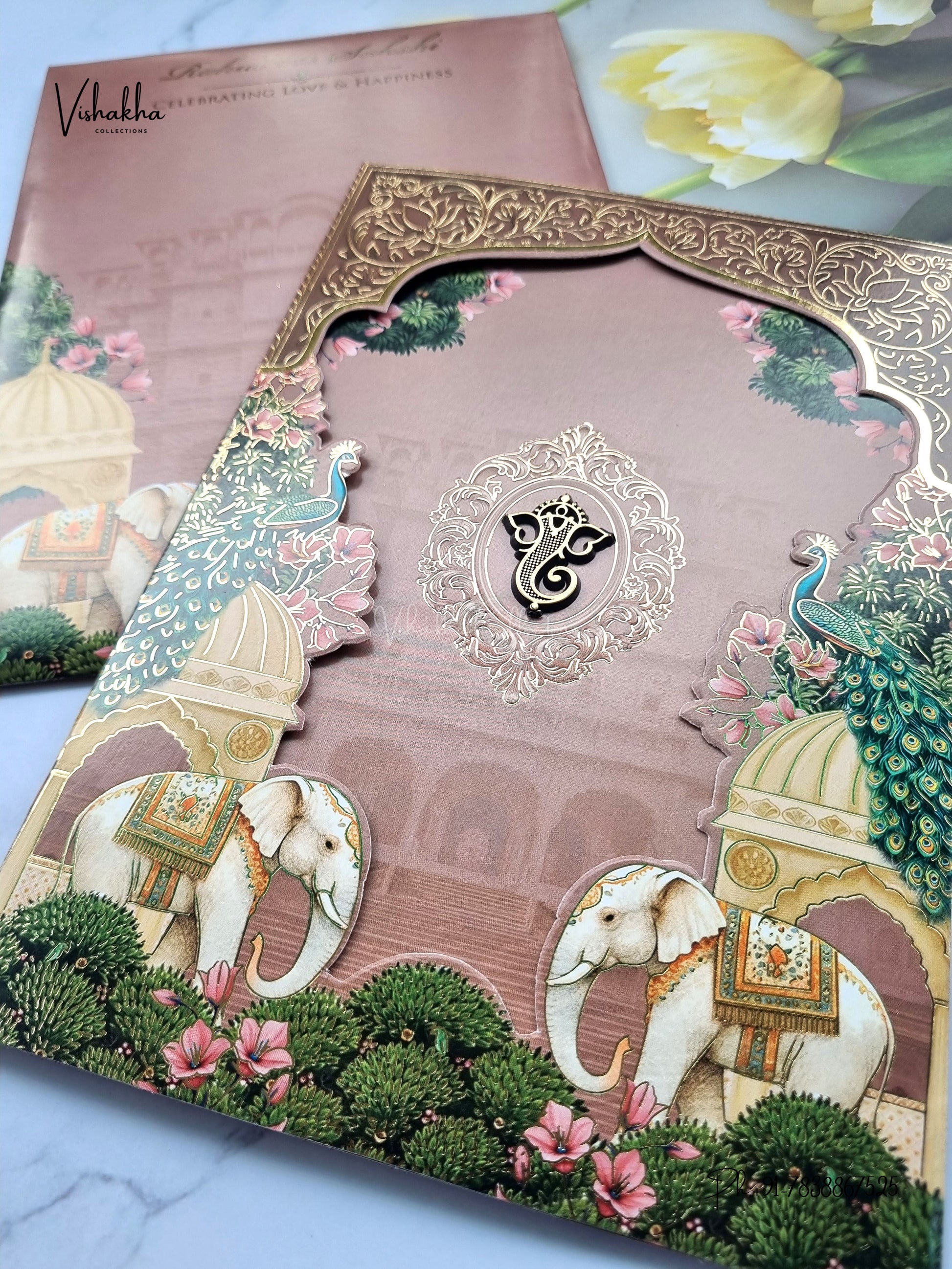 Three Fold Hathi Hindu Muslim Christian Sikh Jain invitation Cards SK-3546 – image 2