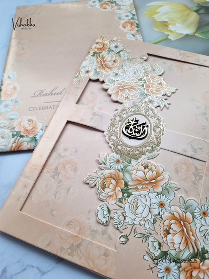 Three Fold Flower Hindu Muslim Christian Sikh Jain invitation Cards SK-3548 – image 2