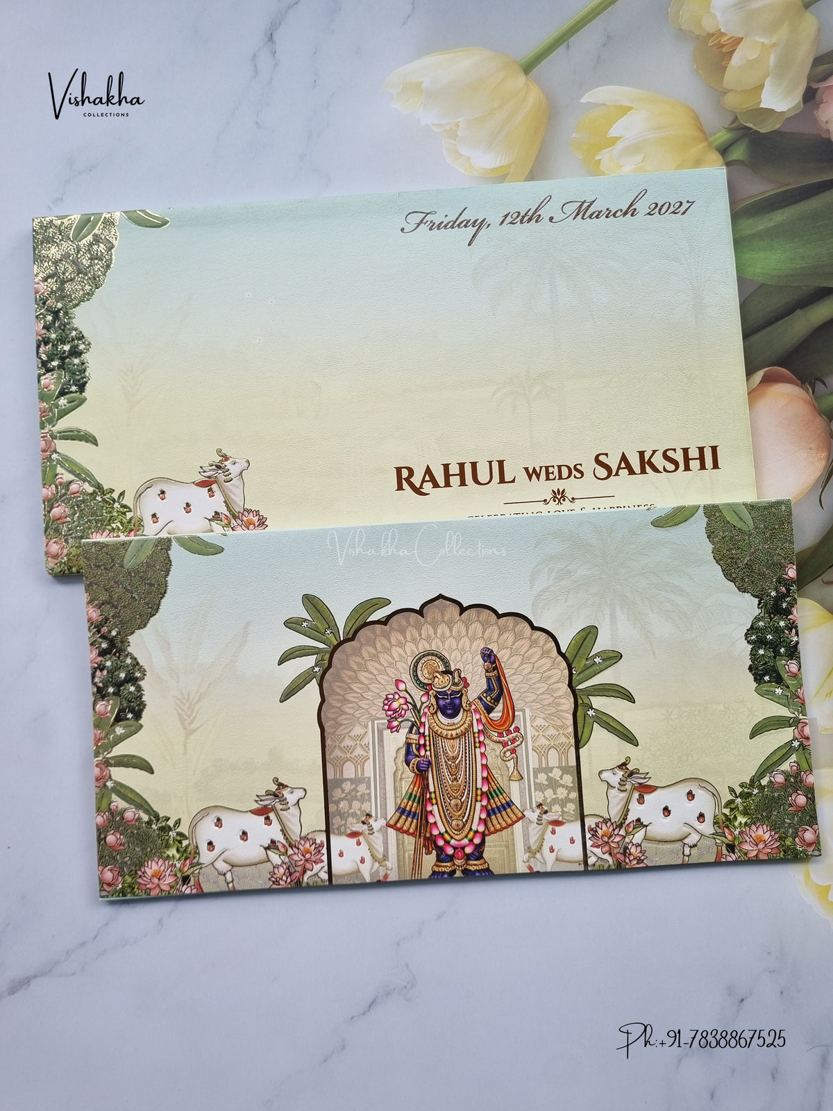 Semi Box Shree Nath Ji Hindu Jain invitation Cards SK-3550 – image 1