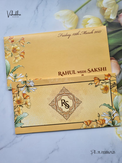Semi Box Flower Hindu Muslim Christian Sikh Jain invitation Cards SK-3551 – image 1