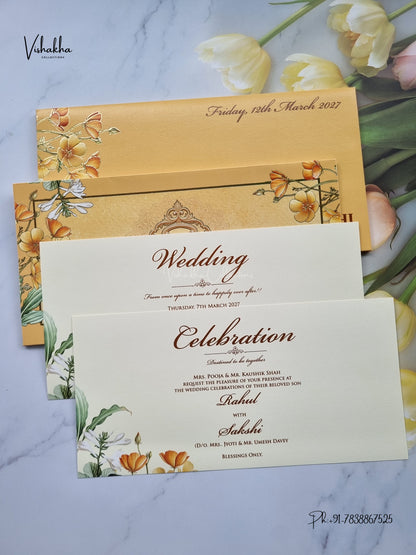 Semi Box Flower Hindu Muslim Christian Sikh Jain invitation Cards SK-3551 – image 3