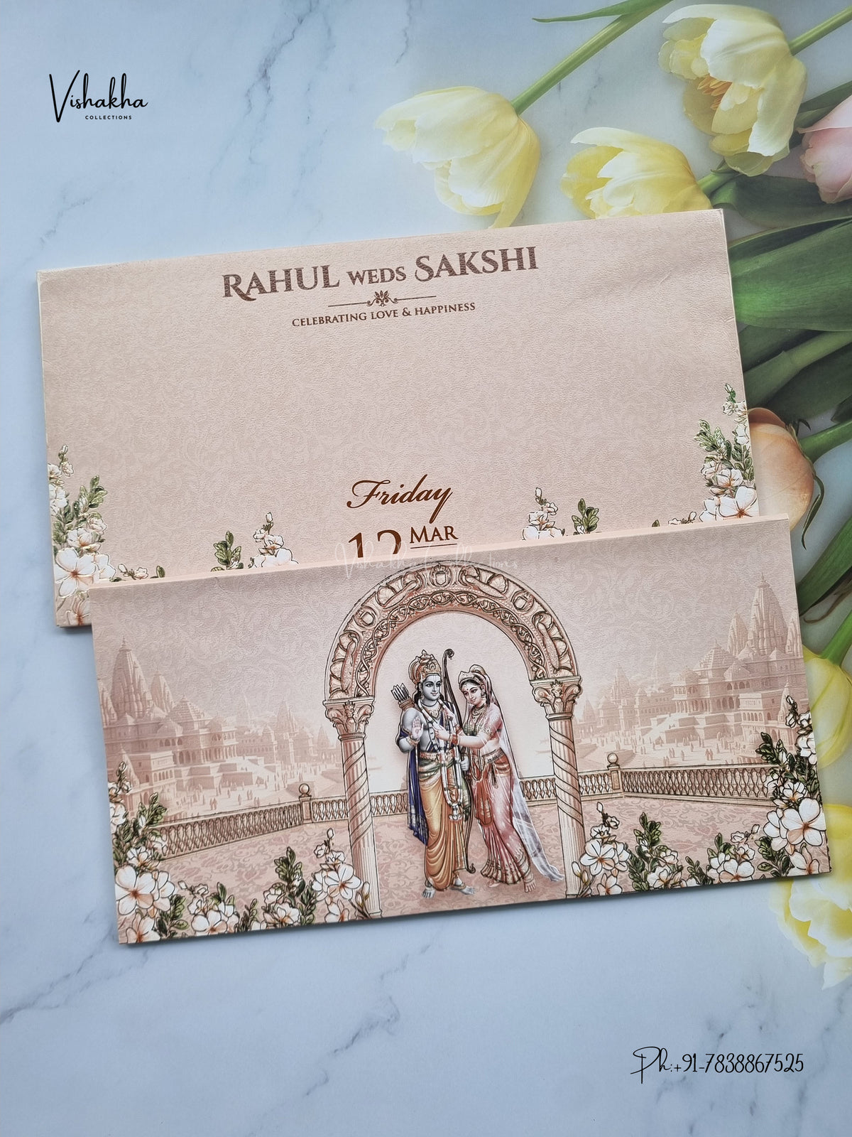 Semi Box Ram Sita Hindu Jain invitation Cards SK-3552 – image 1