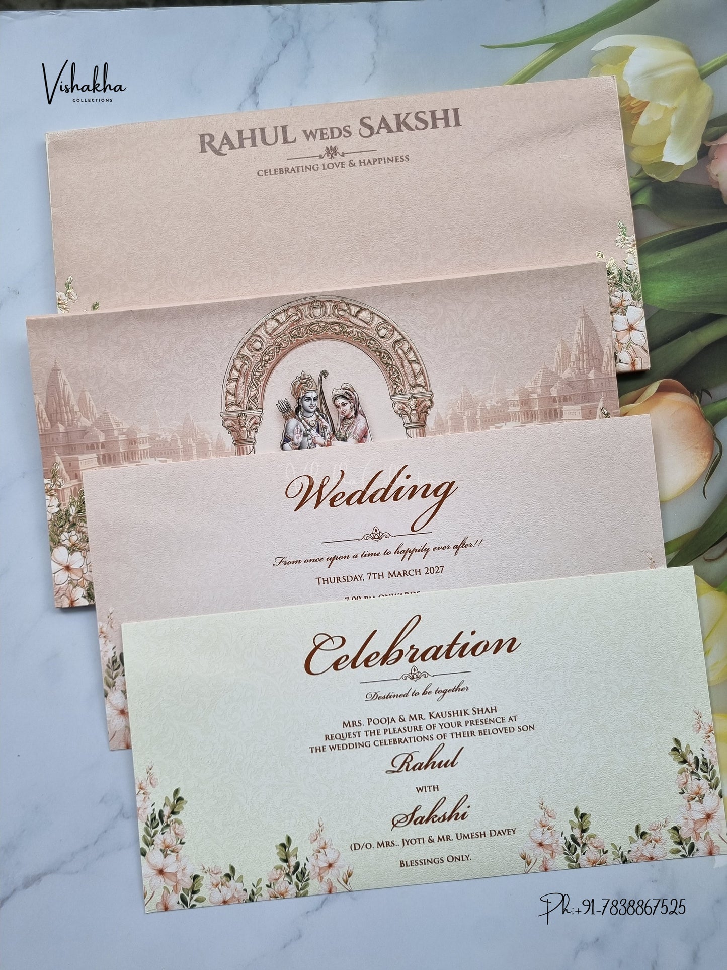 Semi Box Ram Sita Hindu Jain invitation Cards SK-3552 – image 3