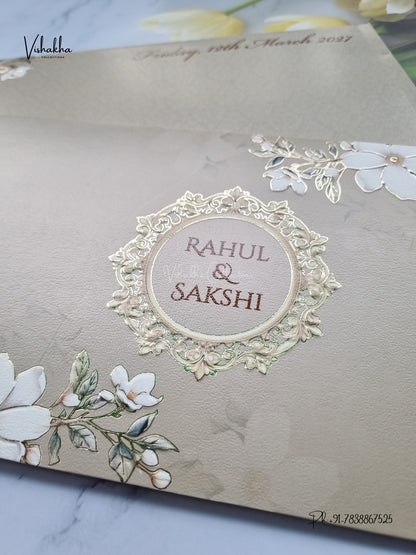 Semi Box Flower Hindu Muslim Christian Sikh Jain invitation Cards SK-3553 – image 2