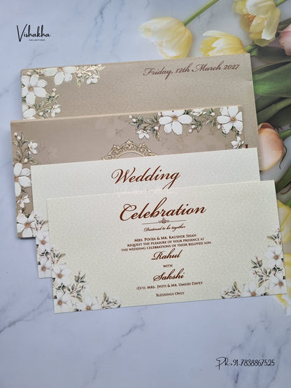 Semi Box Flower Hindu Muslim Christian Sikh Jain invitation Cards SK-3553 – image 3