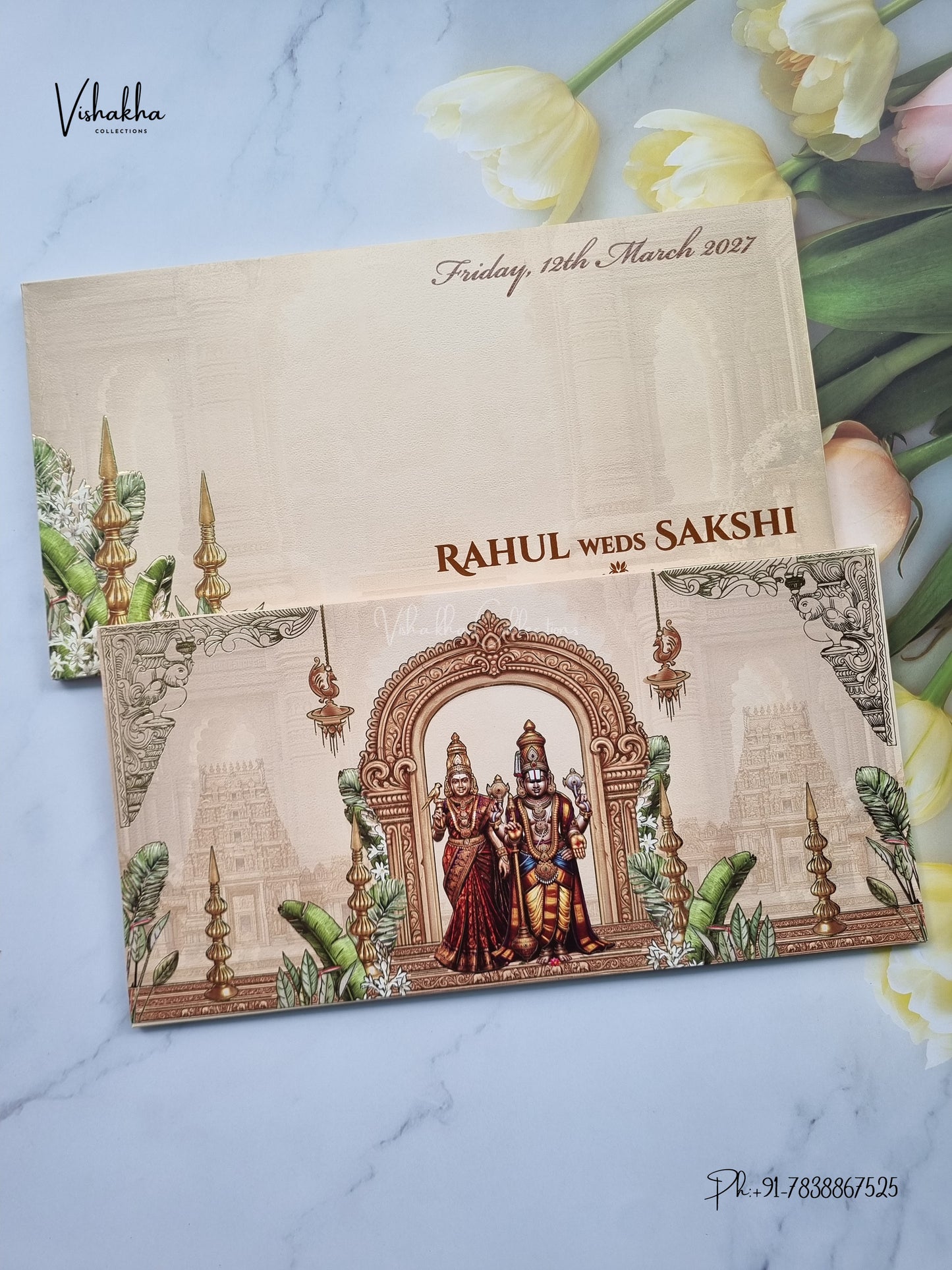 Semi Box Venkateshwar Padmavati Hindu Jain invitation Cards SK-3554 – image 1