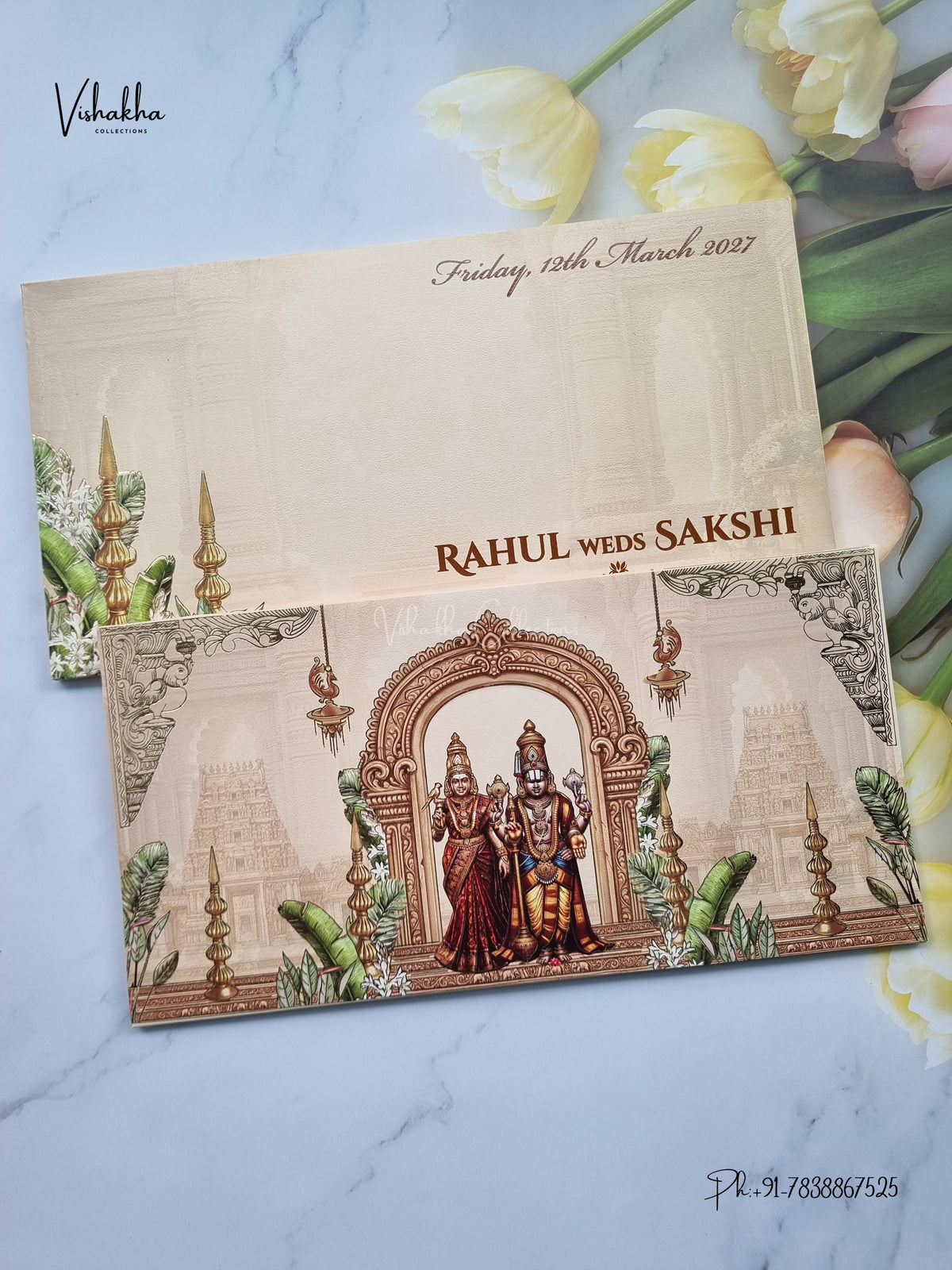 Semi Box Venkateshwar Padmavati Hindu Jain invitation Cards SK-3554 – image 1