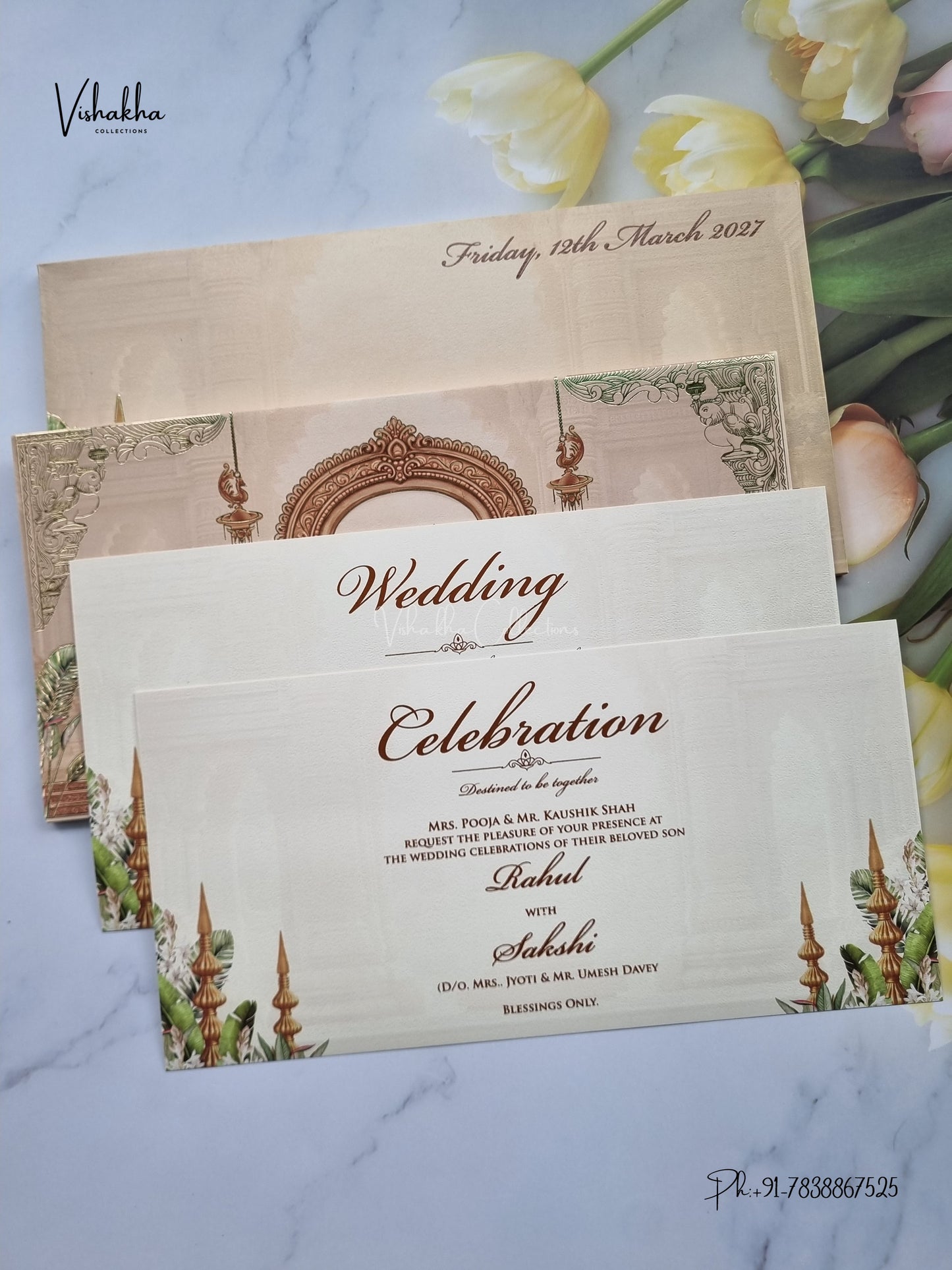 Semi Box Venkateshwar Padmavati Hindu Jain invitation Cards SK-3554 – image 3