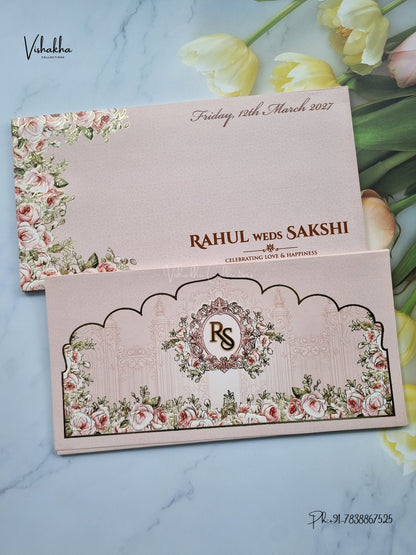 Semi Box Flower Hindu Muslim Christian Sikh Jain invitation Cards SK-3555 – image 1