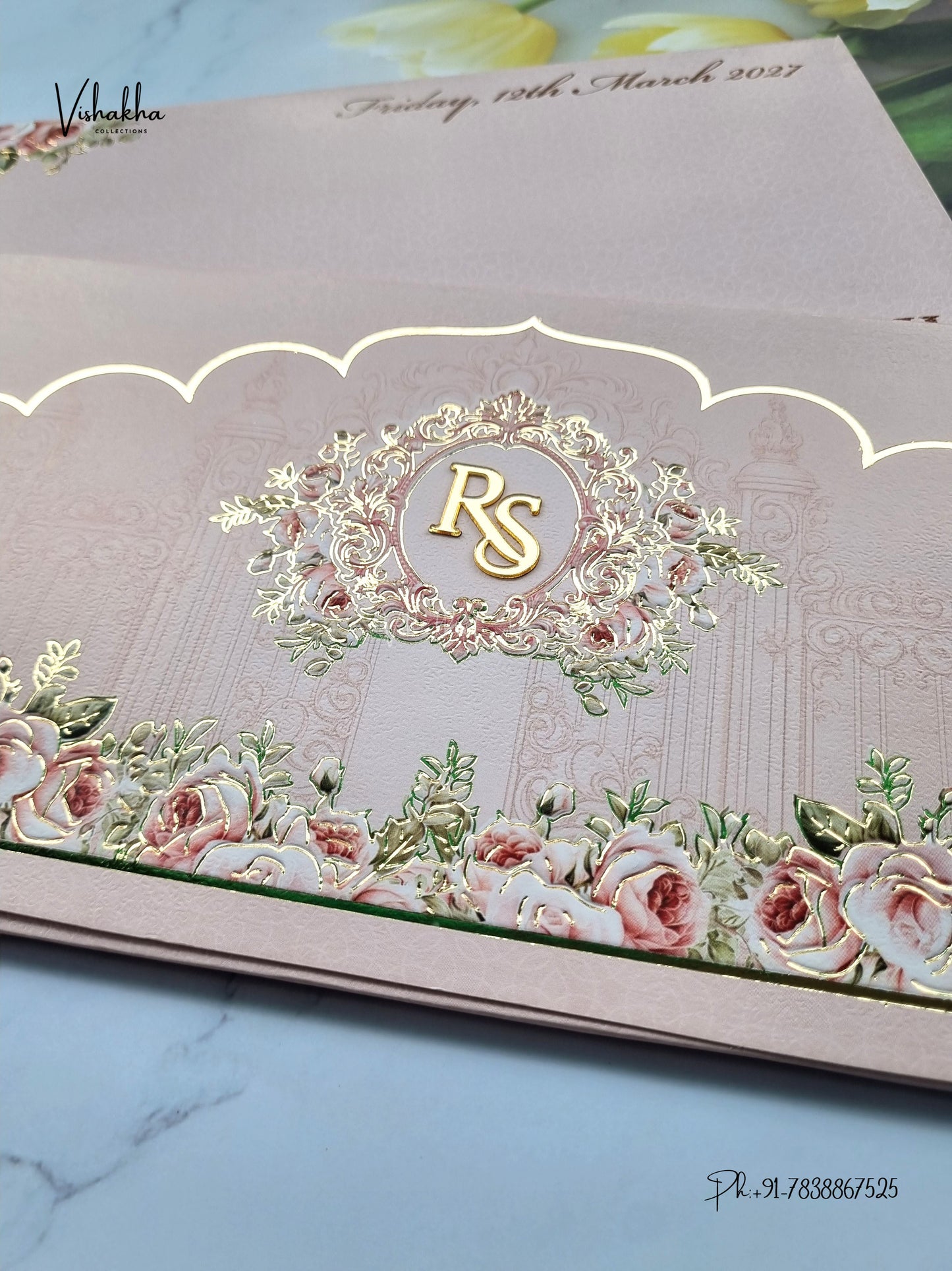 Semi Box Flower Hindu Muslim Christian Sikh Jain invitation Cards SK-3555 – image 2