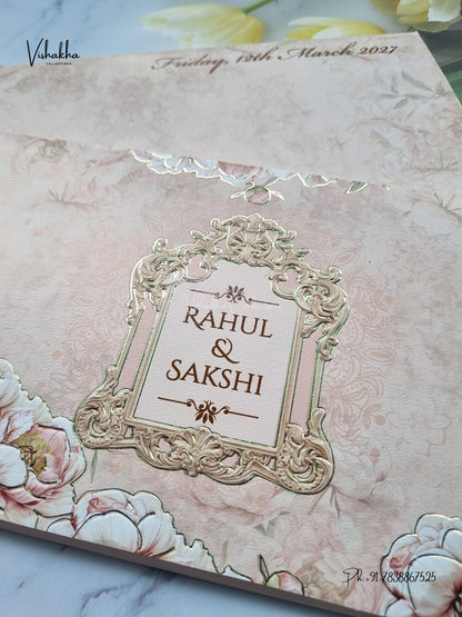 Semi Box Flower Hindu Muslim Christian Sikh Jain invitation Cards SK-3556 – image 2