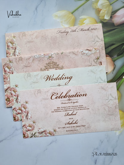 Semi Box Flower Hindu Muslim Christian Sikh Jain invitation Cards SK-3556 – image 3