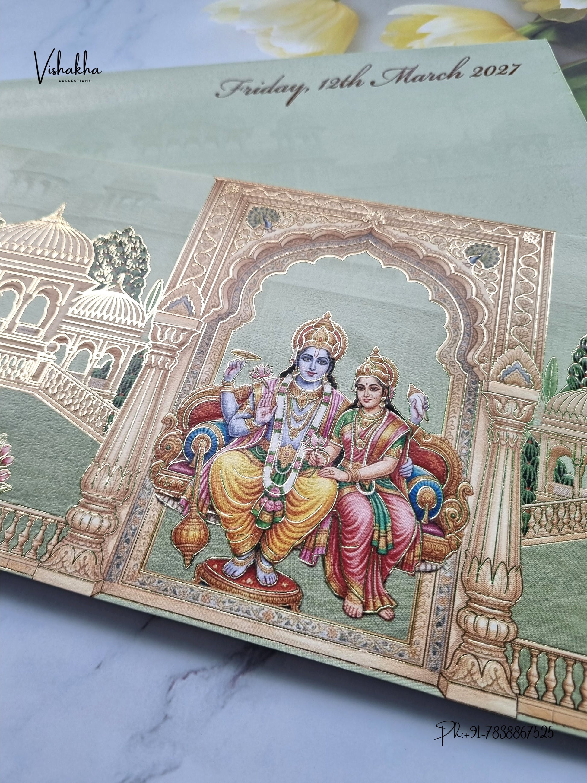 Semi Box Laxmi Narayan Hindu Jain invitation Cards SK-3557 – image 2