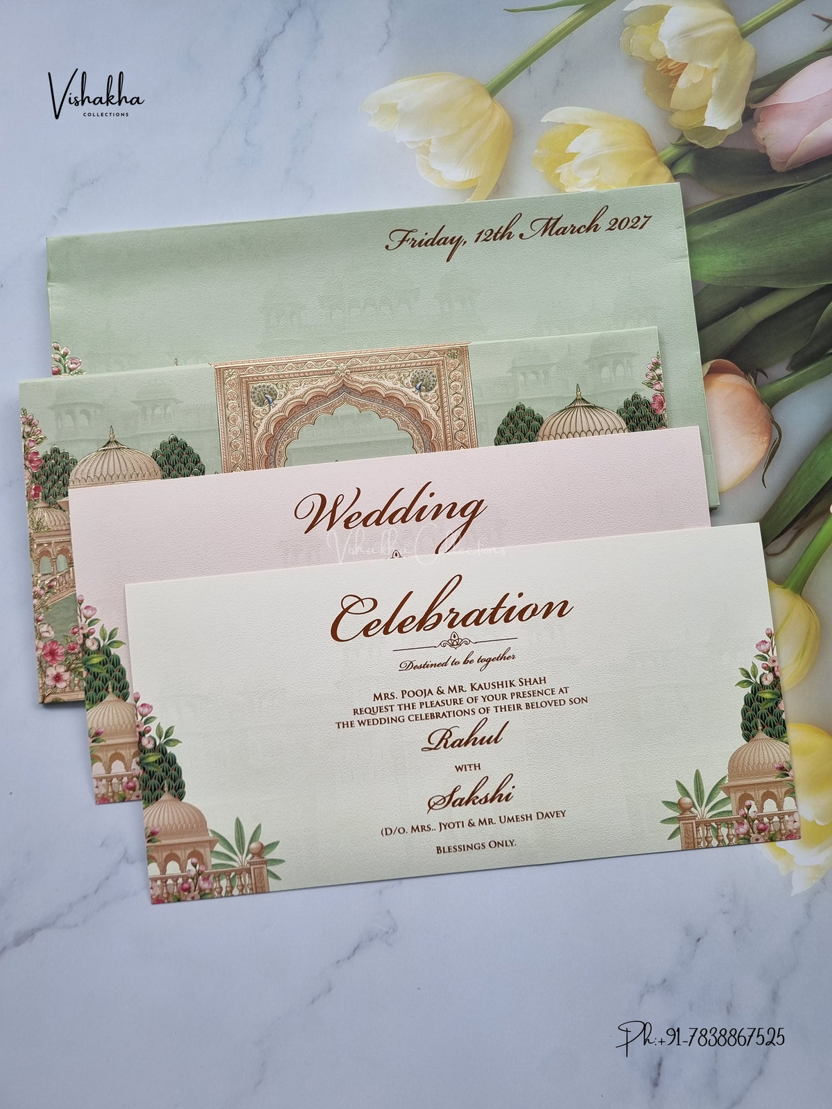 Semi Box Laxmi Narayan Hindu Jain invitation Cards SK-3557 – image 3