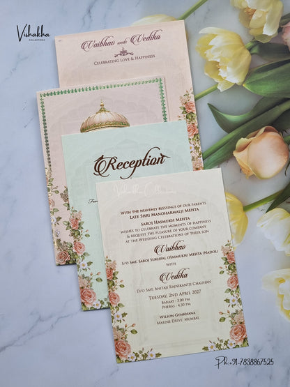 Dulah Dulhan Hindu Muslim Christian Sikh Jain invitation Cards SK-3558 – image 3