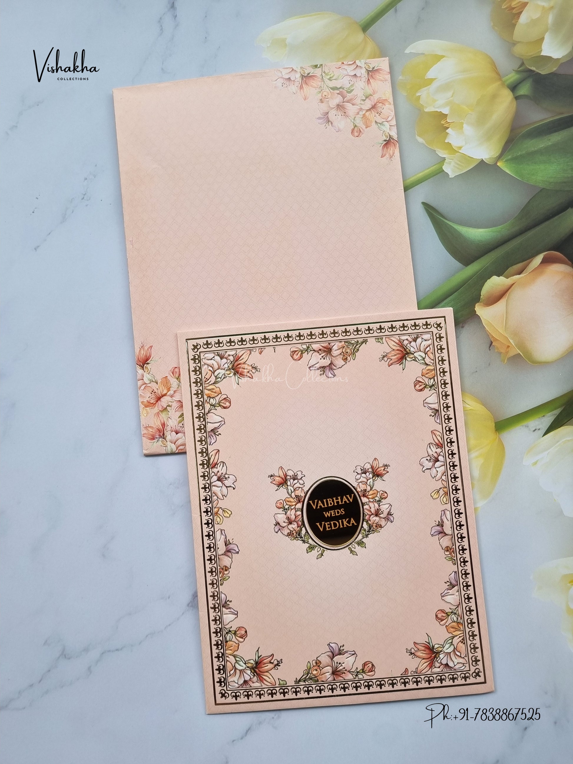 Flower Hindu Muslim Christian Sikh Jain invitation Cards SK-3560 – image 1