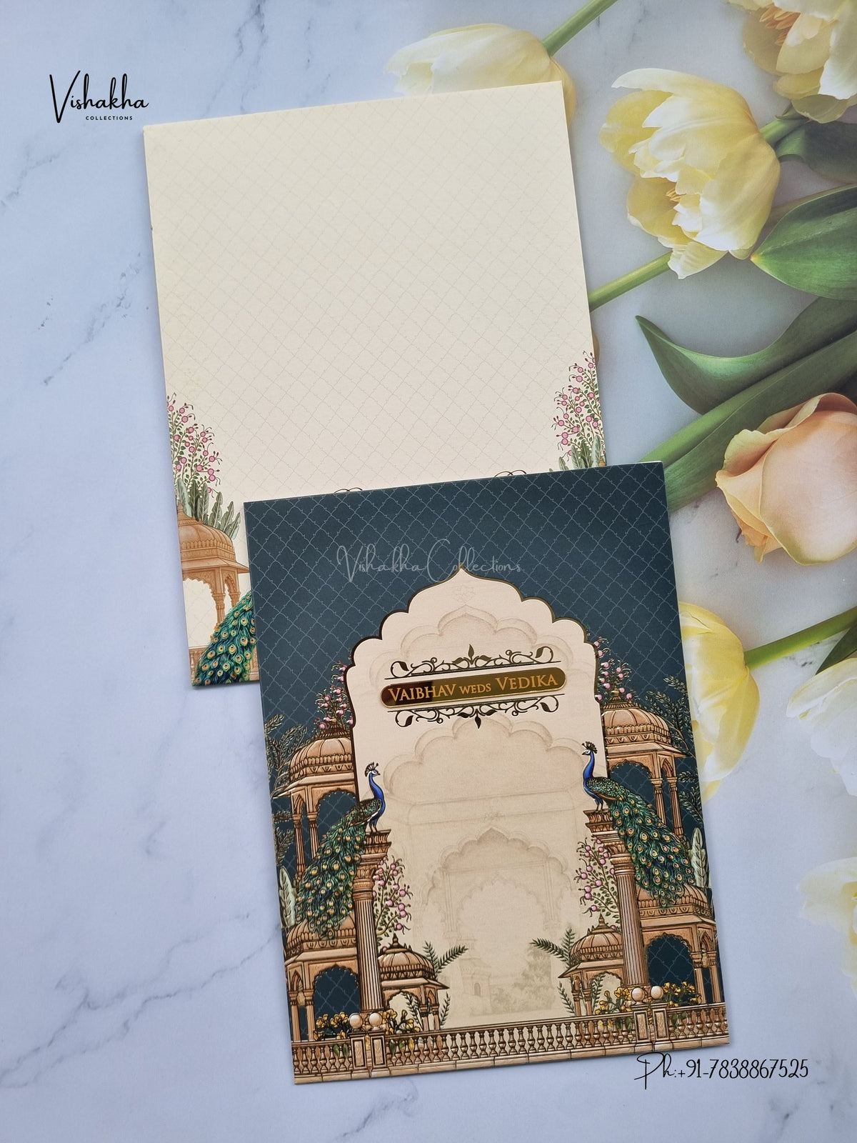 Peacock Hindu Muslim Christian Sikh Jain invitation Cards SK-3563 – image 1