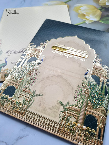 Peacock Hindu Muslim Christian Sikh Jain invitation Cards SK-3563 – image 2