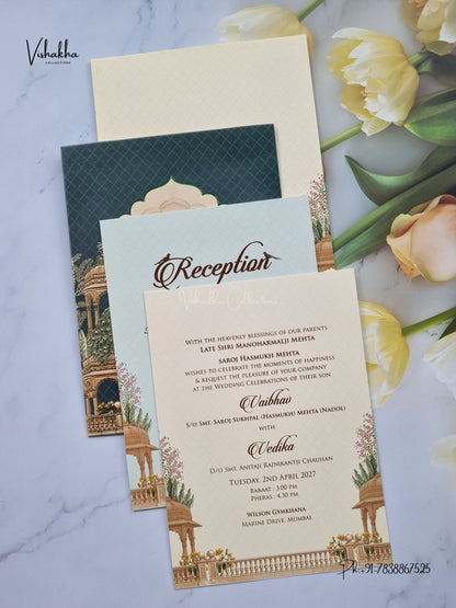 Peacock Hindu Muslim Christian Sikh Jain invitation Cards SK-3563 – image 3