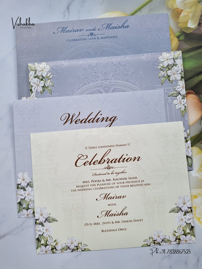 Semi Box Flower Hindu Muslim Christian Sikh Jain invitation Cards SK-3568 – image 3