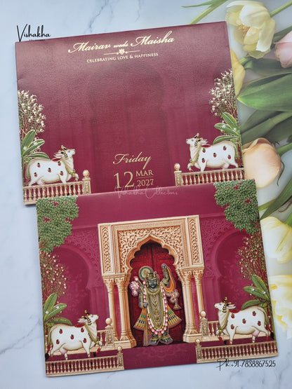 Semi Box Shree Nath Ji Hindu Jain invitation Cards SK-3569 – image 1