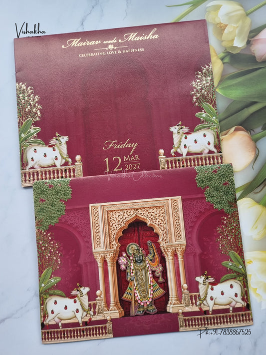 Semi Box Shree Nath Ji Hindu Jain invitation Cards SK-3569 – image 1
